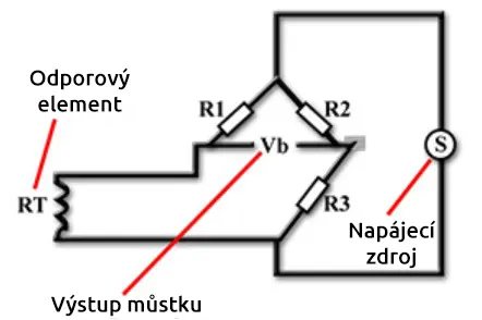 2 vodičové zapojení Pt100