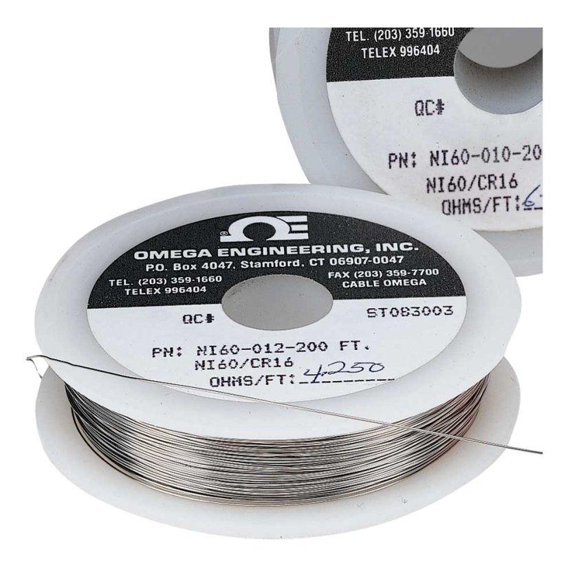 Resistance Heating Wire, 1000°C Max. (60% Nickel, 16% Chromium)