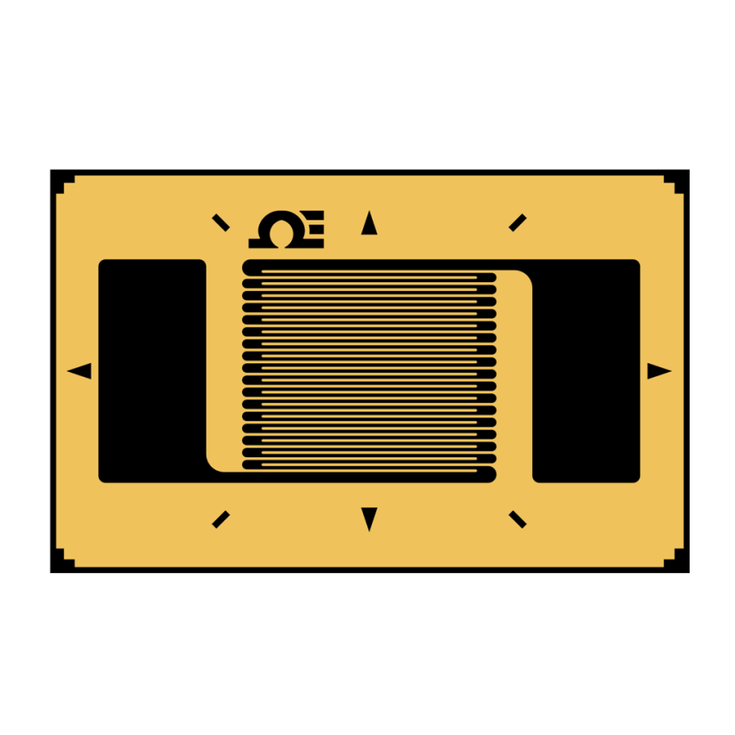 1 Axis Linear Strain Gauges with Transducer Quality (Pack of 5) - Termination type: ribbon leads, Resistance: 350 Ω, Grid length: 3 mm, Grid width: 2,1 mm, Compensation: AL (aluminium)