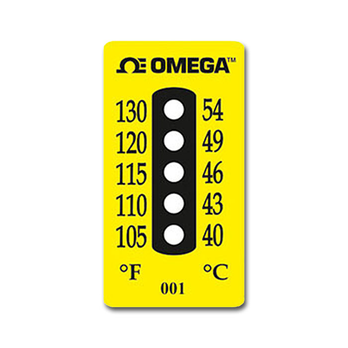 Nevratný teplotní indikátor pro 5 teplot - Maximální teplota: 54°C, Minimální teplota: 41°C, Balení: 50 ks