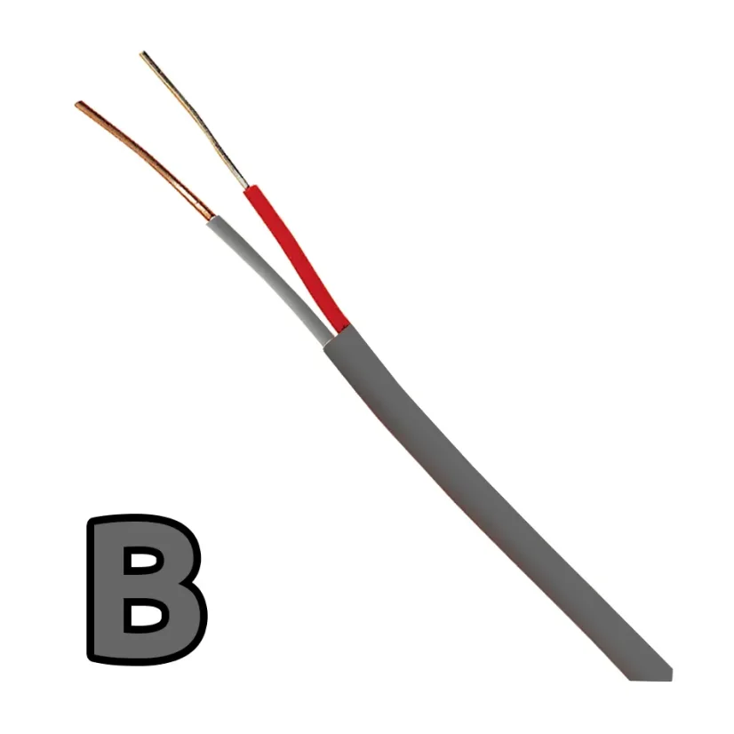 Termočlánkové kompenzační vedení typu B (AWG 26/24/20) - Izolace drátu: PVC (polyvinyl), Typ vodičů: Lanko, Průměr drátu: 0,510 mm (24 AWG), Délka: 30 m (100 ft)