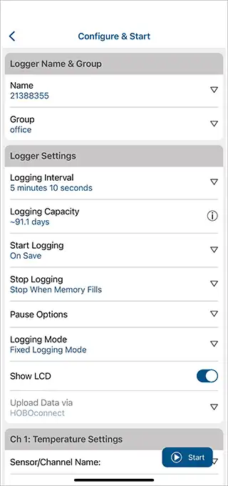 Temperature datalogger with Bluetooth LE